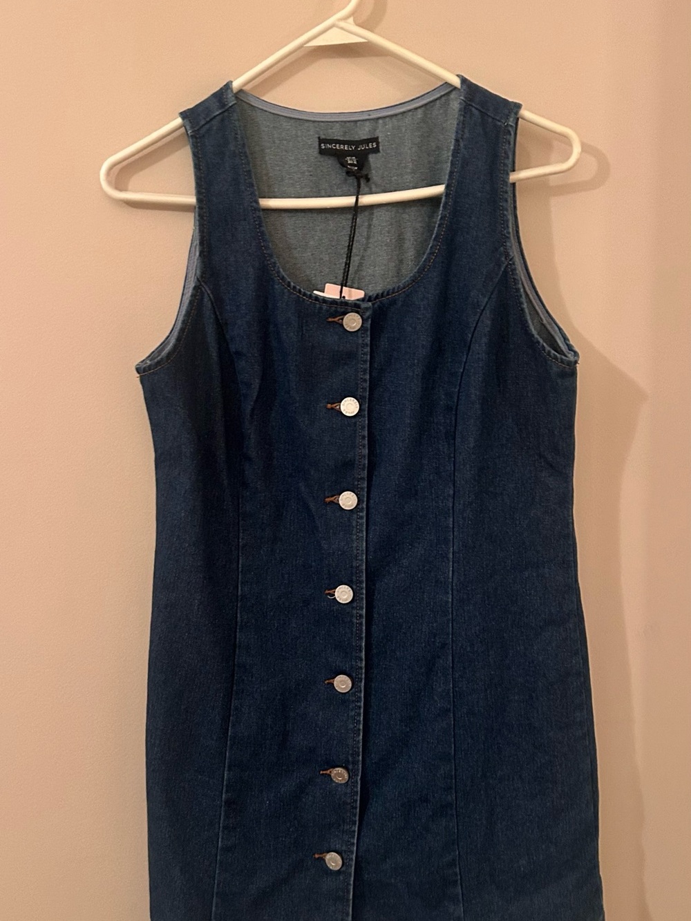 NWT Sincerly Jules Dark Blue Denim Button-Front Tank Top
